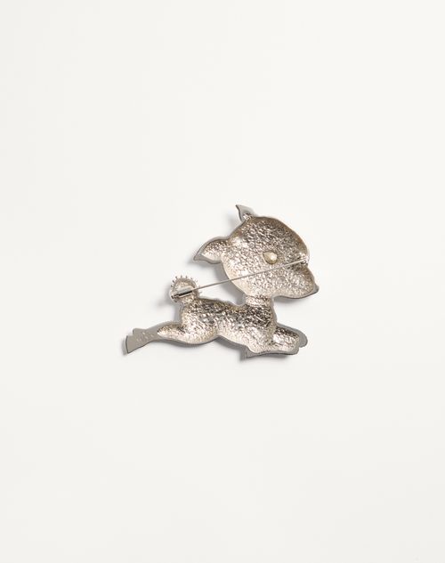 Valentino Garavani - Fil Perdu Metal Brooch With Pearls And Swarovski® Crystals - Palladium - Man - Jewelry